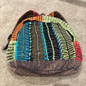 Multicolor Boho Woven Front Backpack